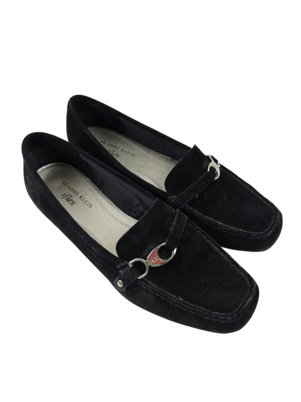 Anne Klein Loafers Womens Size 9M Akfaithi Black Suede iflex Comfort Shoes